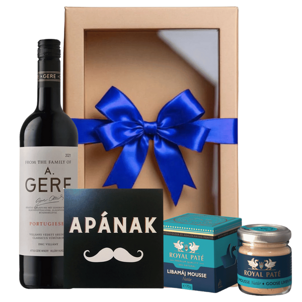 Ajándékcsomag férfiaknak, apukáknak vörösborral
