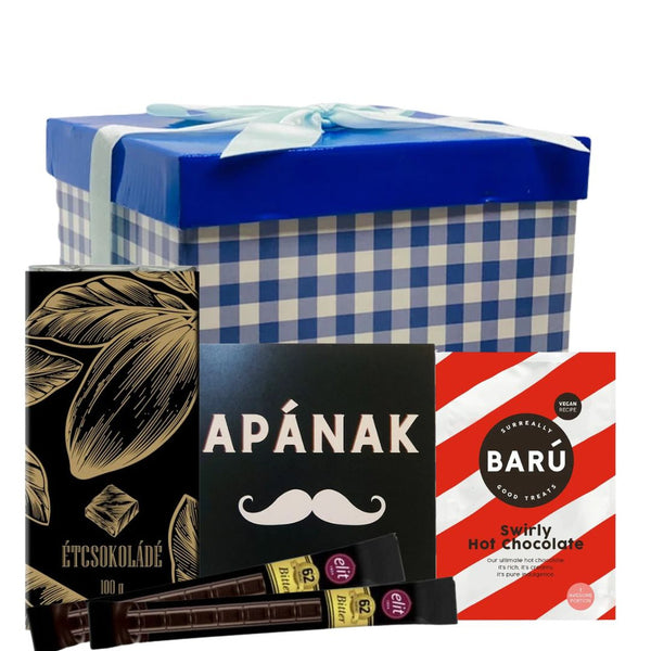Ajándékcsomag apának éde s finomságokból díszdobozban.