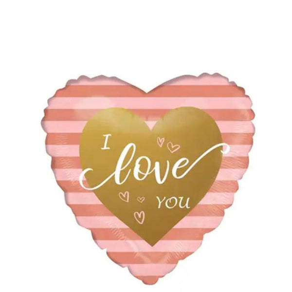 I love you szív alakú csíkos lufi